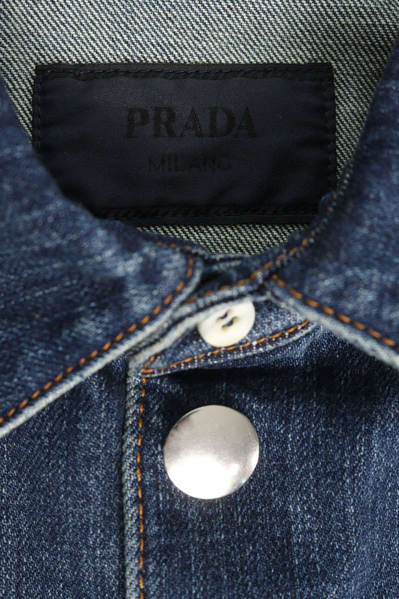 PRADA Triangle Logo Denim Shirt Indigo Size L