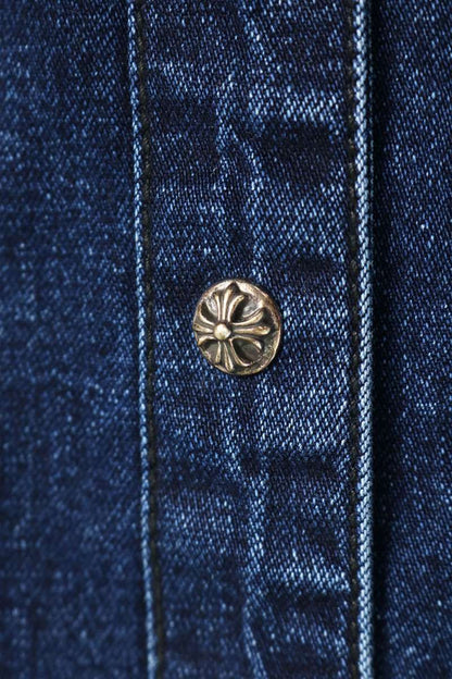 Chrome Hearts LOOSEENDS Long Sleeve Cross Patch Denim Shirt Size M