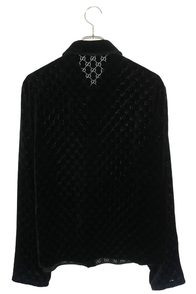 GUCCI GG Stretch Velvet Devore Shirt Black Size 50