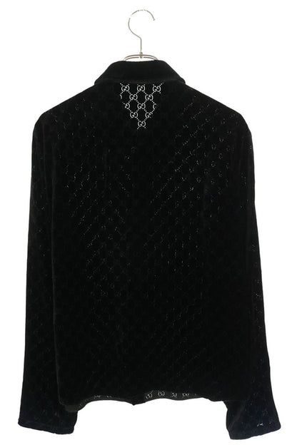 GUCCI GG Stretch Velvet Devore Shirt Black Size 50