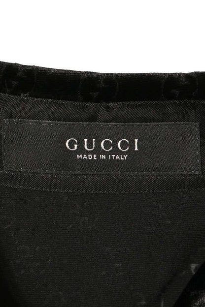 GUCCI GG Stretch Velvet Devore Shirt Black Size 50
