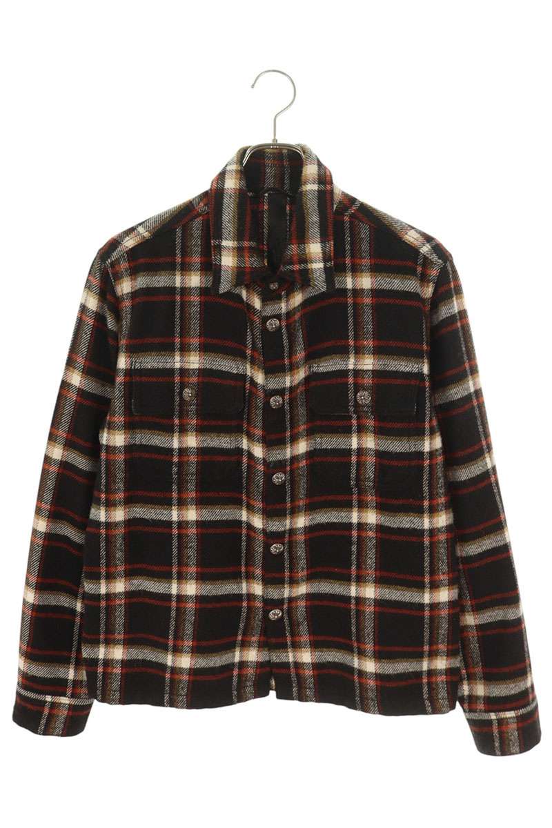 Chrome Hearts WORK DOG Cross Button Check Long Sleeve Shirt Size S