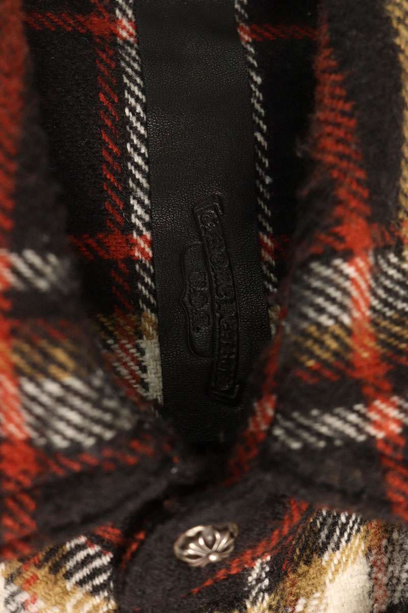 Chrome Hearts WORK DOG Cross Button Check Long Sleeve Shirt Size S