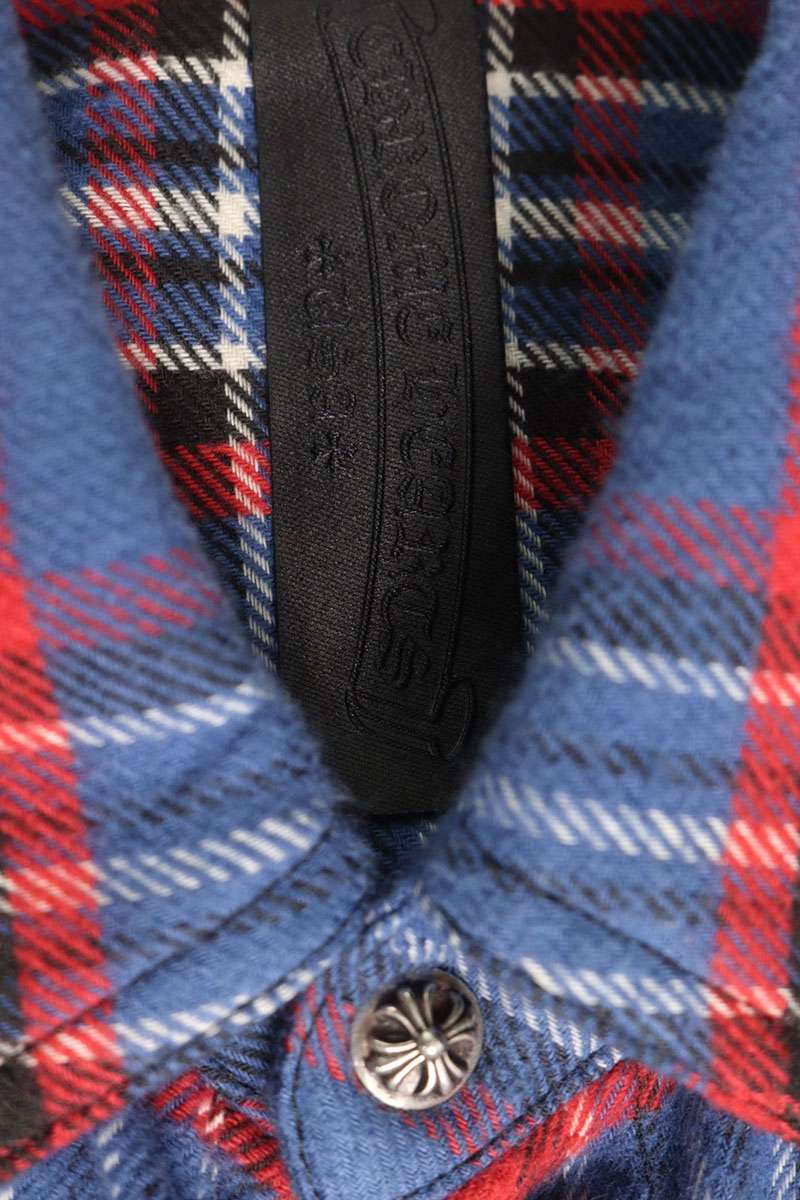 Chrome Hearts WORK DOG Cross Button Flannel Long Sleeve Shirt Size M