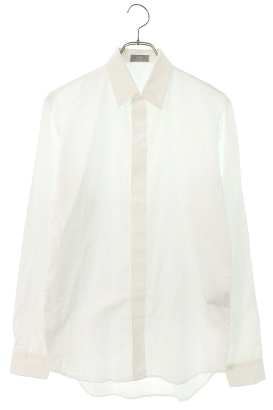 DIOR CD Embroidered Long Sleeve Shirt White Size 37