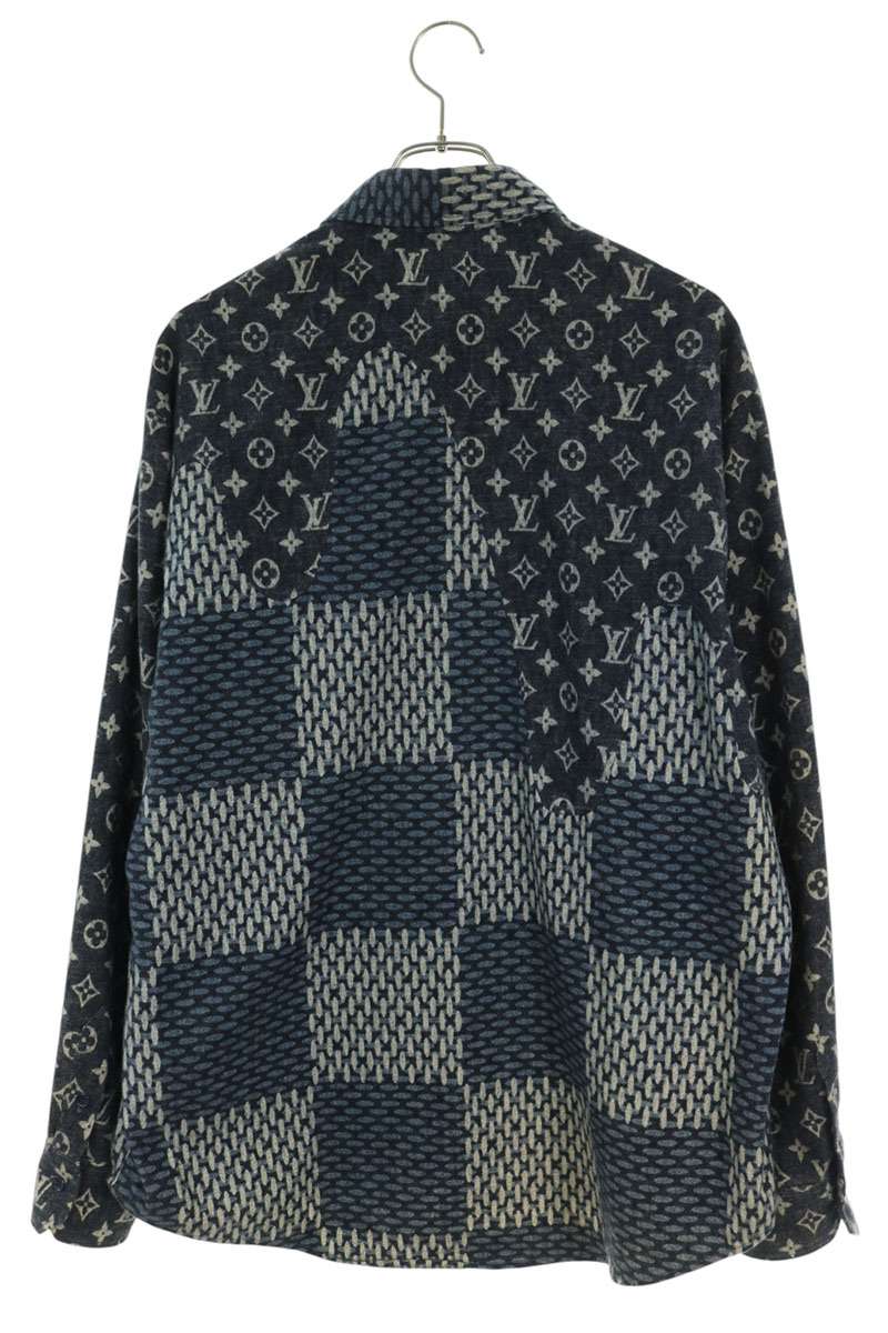 LOUISVUITTON 20AW Monogram Wave Damier Shirt Blue Size S