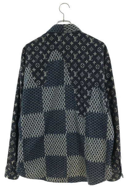 LOUISVUITTON 20AW Monogram Wave Damier Shirt Blue Size S