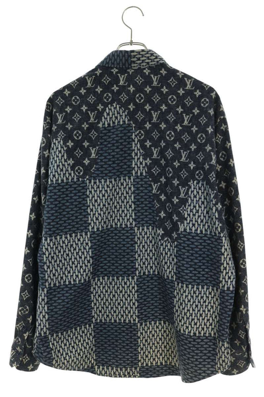 LOUISVUITTON 20AW Monogram Wave Damier Shirt Blue Size S