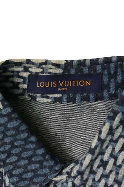 LOUISVUITTON 20AW Monogram Wave Damier Shirt Blue Size S