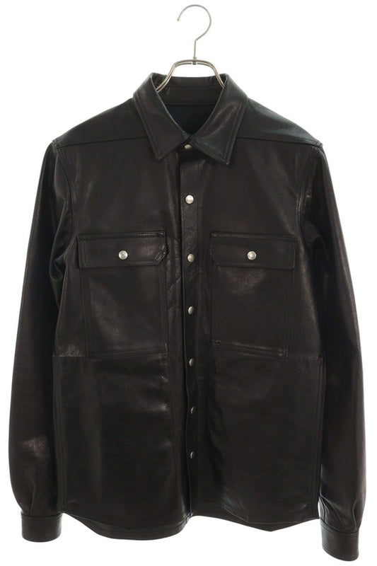 Rick Owens FW20 Calf Leather Outer Shirt Black Size 46