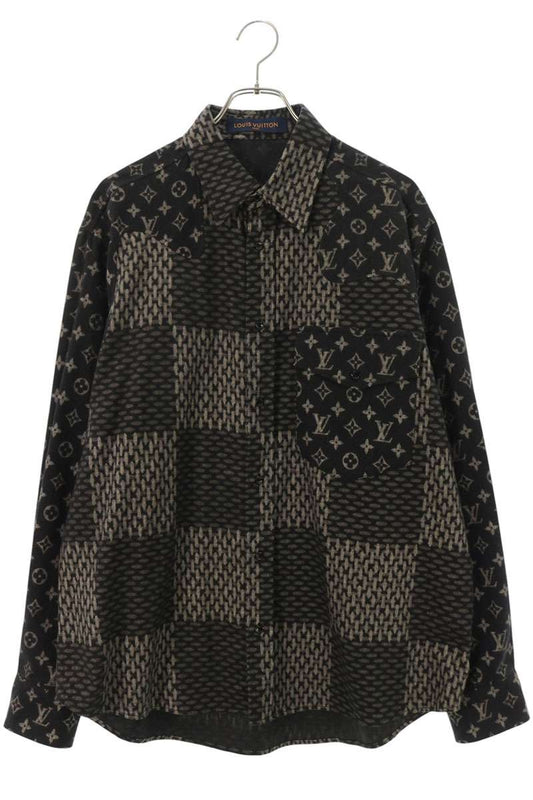 LOUISVUITTON 20AW Monogram Damier Flannel Shirt Black Size M