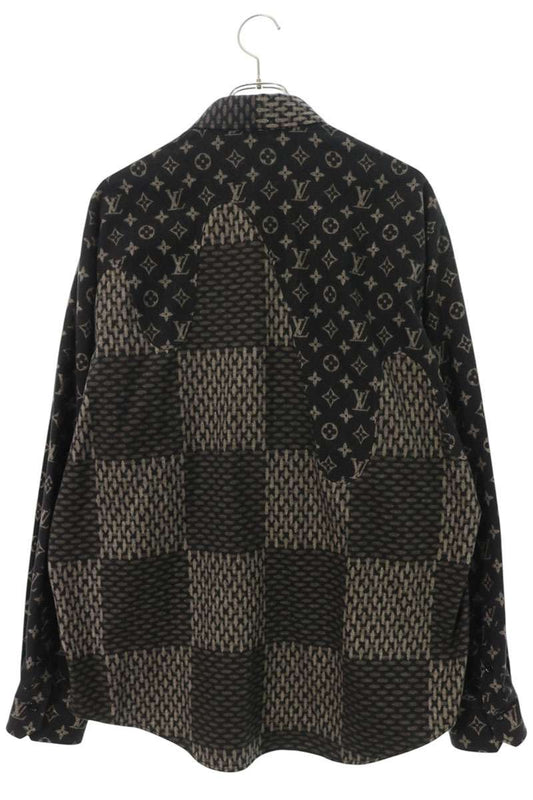 LOUISVUITTON 20AW Monogram Damier Flannel Shirt Black Size M