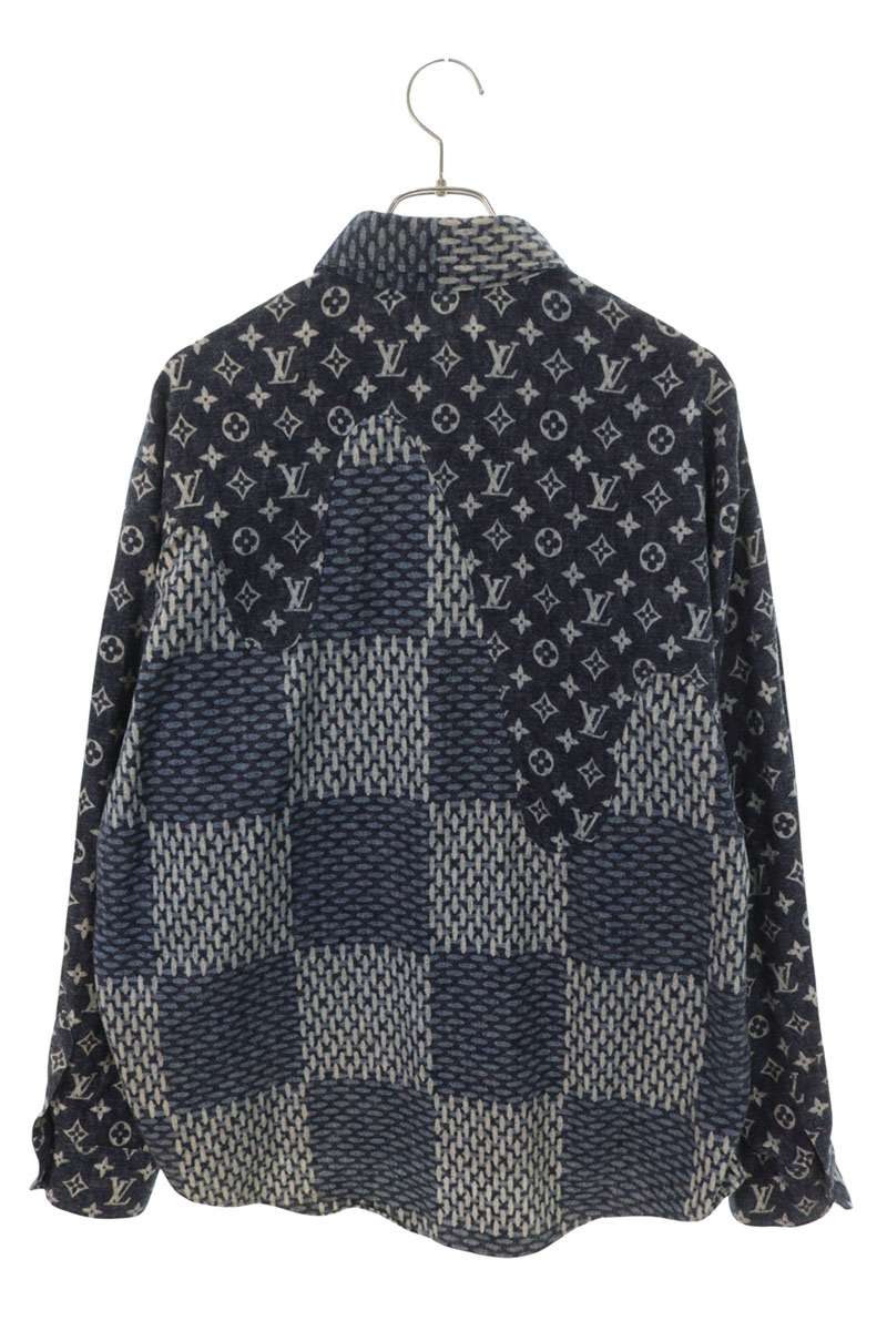 LOUISVUITTON 20AW Monogram Damier Flannel Shirt Blue Size M