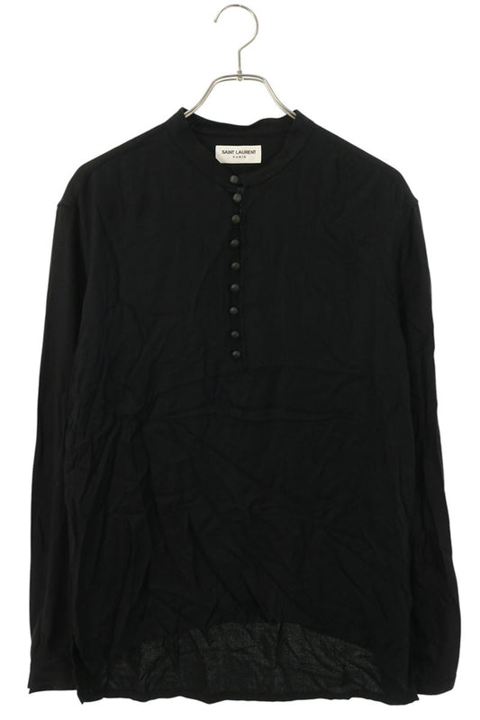 SAINT LAURENT PARIS Black Stand Pullover Shirt Size 36