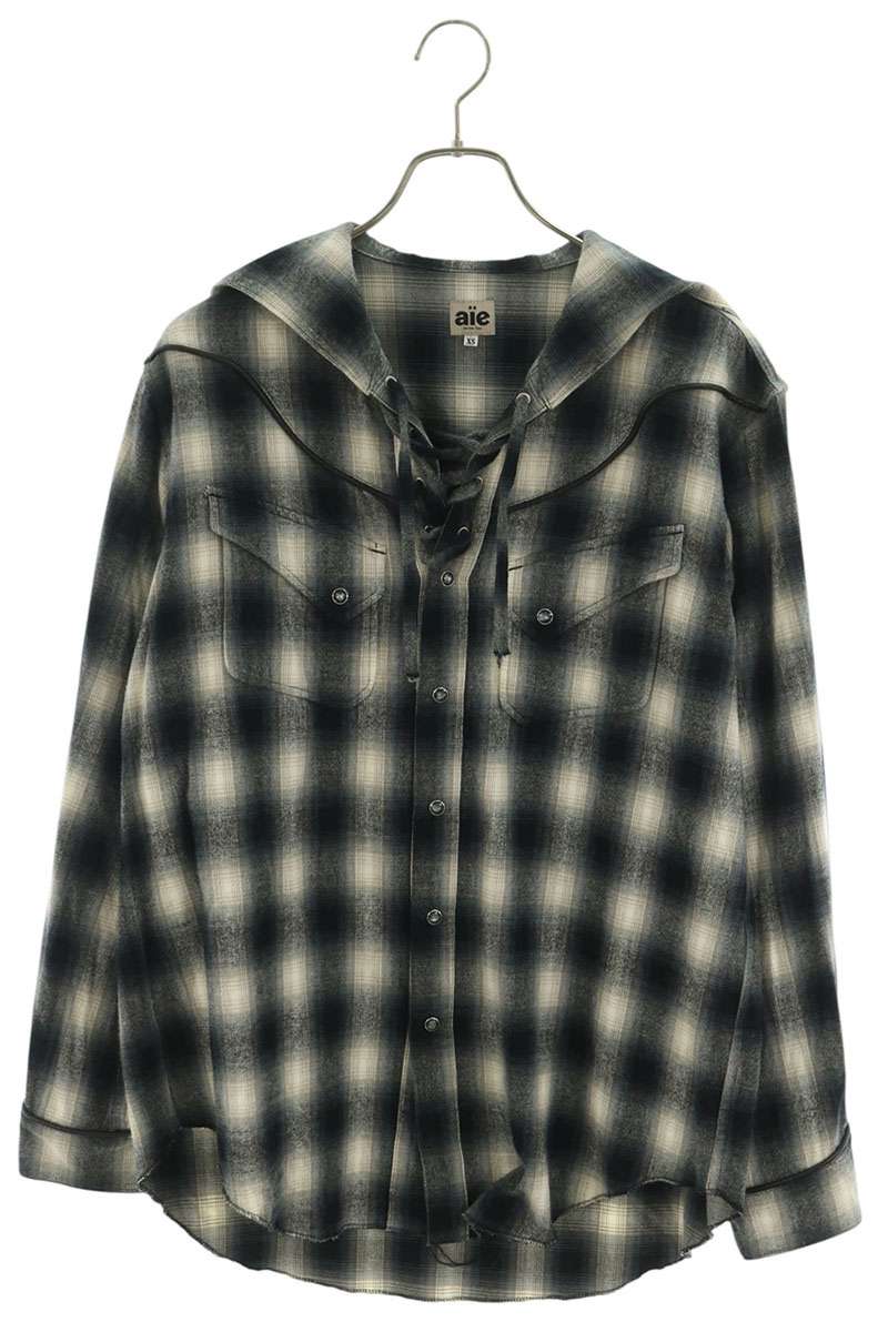 AiE Check Sailor Collar Yoke Piping Sleeve Shirt Size XS