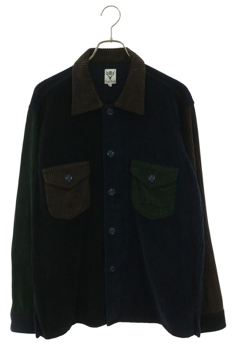 South2West8 Crazy Pattern Corduroy Shirt Multi Size S
