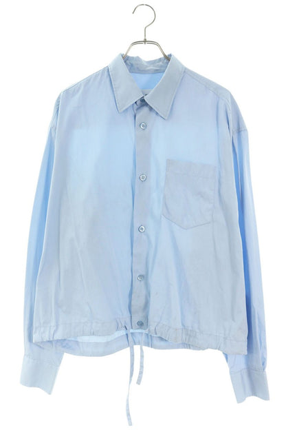 AMI Alexandre Mattiussi Cropped Drawcord Shirt Blue Size 40