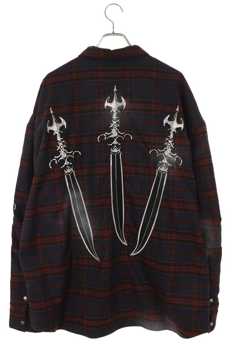 THUG CLUB Arab Sword Flannel Long Sleeve Shirt Multi Size 4