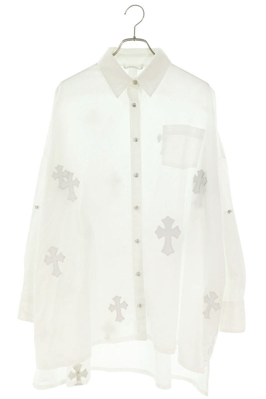 Chrome Hearts MAHAL KITA Cross Patch Shirt White Size M