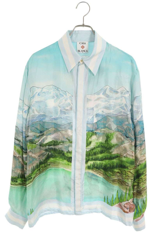 CASABLANCA Dalmatian Print Silk Long Shirt Multi Size S