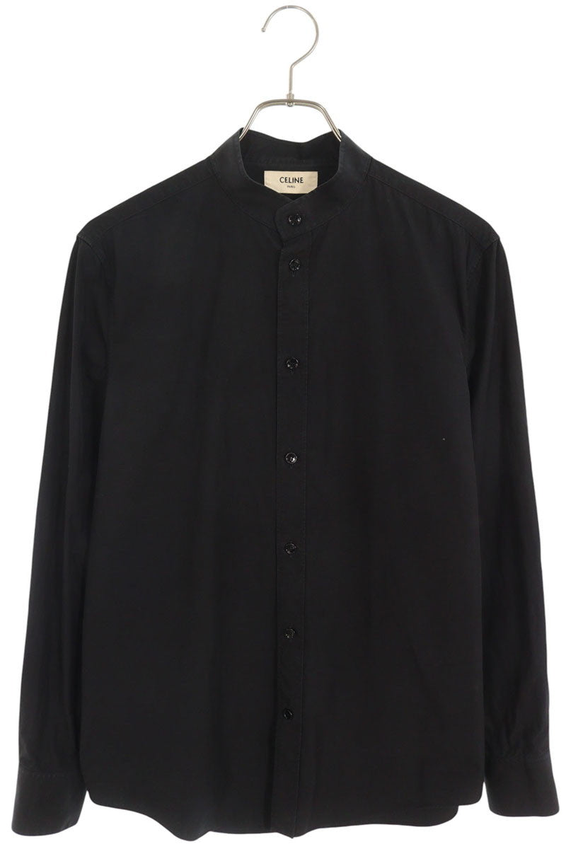 CELINE 19SS Cotton Stand Collar Long Shirt Black Size 38