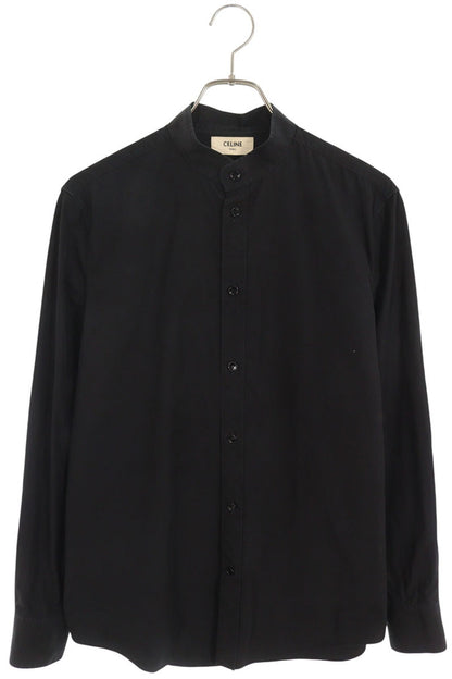 CELINE 19SS Cotton Stand Collar Long Shirt Black Size 38