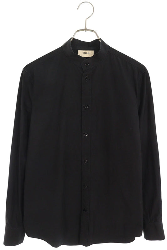 CELINE 19SS Cotton Stand Collar Long Shirt Black Size 38