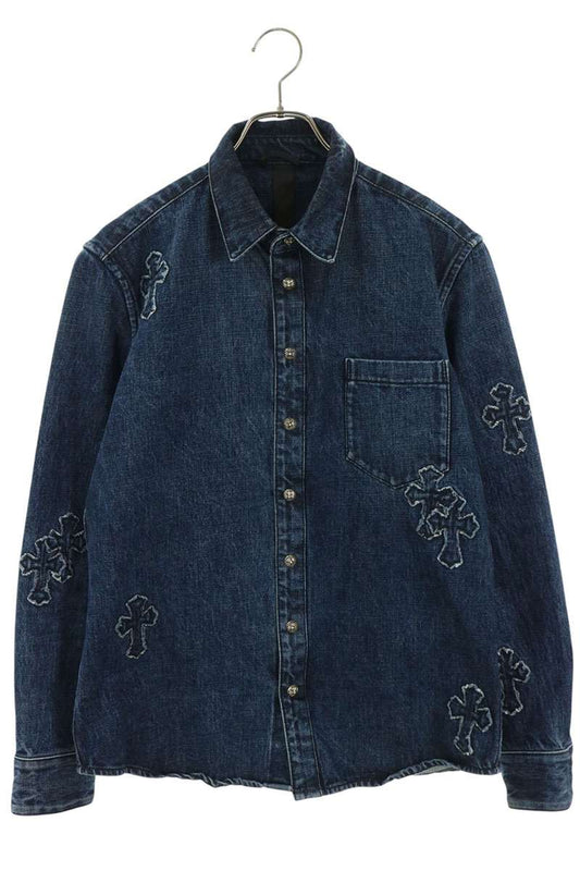 Chrome Hearts LOOSEENDS FBRC Denim Cross Patch Shirt Size M