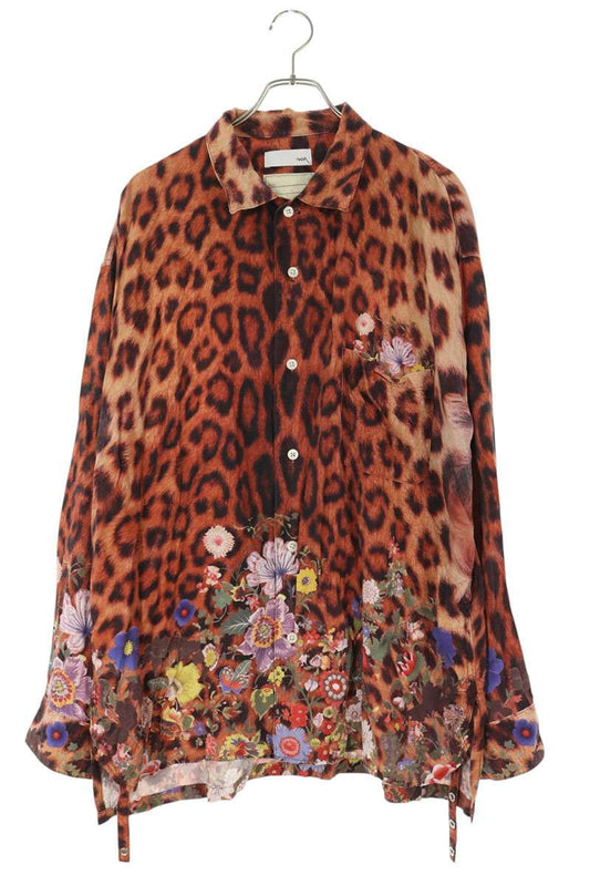 SEVESKIG Leopard Print Aloha Long Sleeve Shirt Brown Size XL