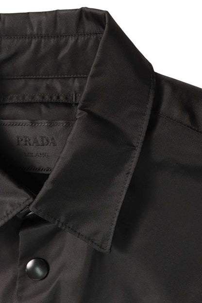 PRADA RE-NYLON Triangle Logo Long Sleeve Shirt Black Size S