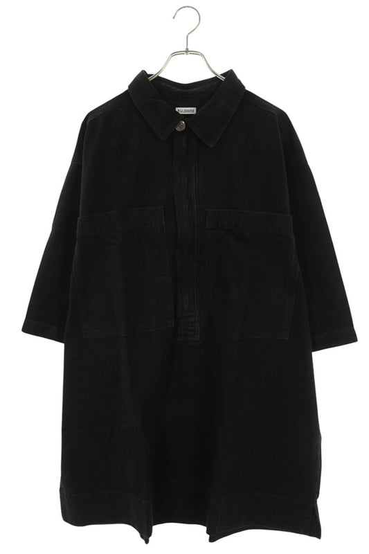 WILLY CHAVARRIA Zip Plaket SS Denim Shirt Black Size M
