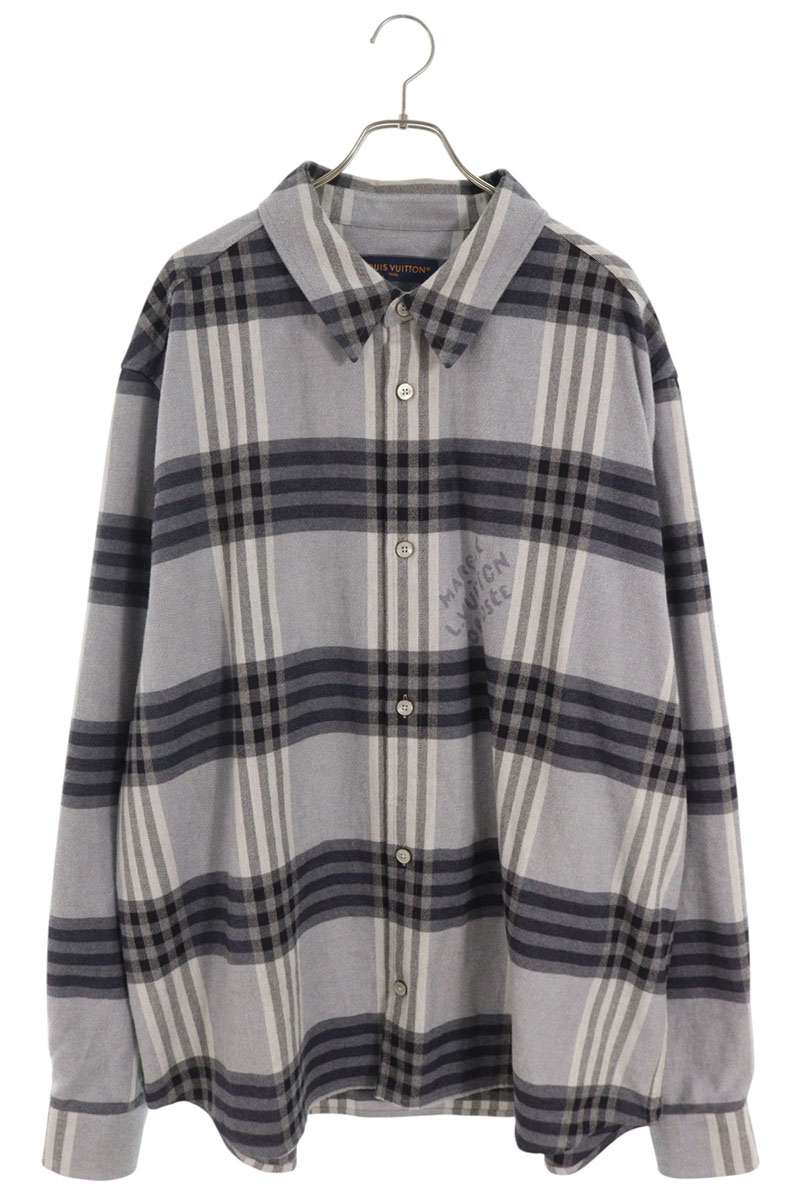 LOUISVUITTON AW24 Damier Flannel Long Shirt Gray Size 6L