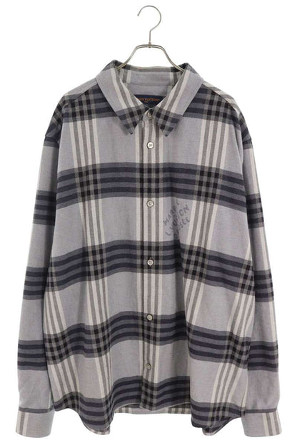 LOUISVUITTON AW24 Damier Flannel Long Shirt Gray Size 6L