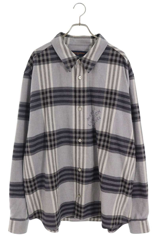 LOUISVUITTON AW24 Damier Flannel Long Shirt Gray Size 6L