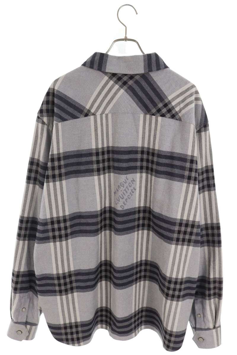 LOUISVUITTON AW24 Damier Flannel Long Shirt Gray Size 6L