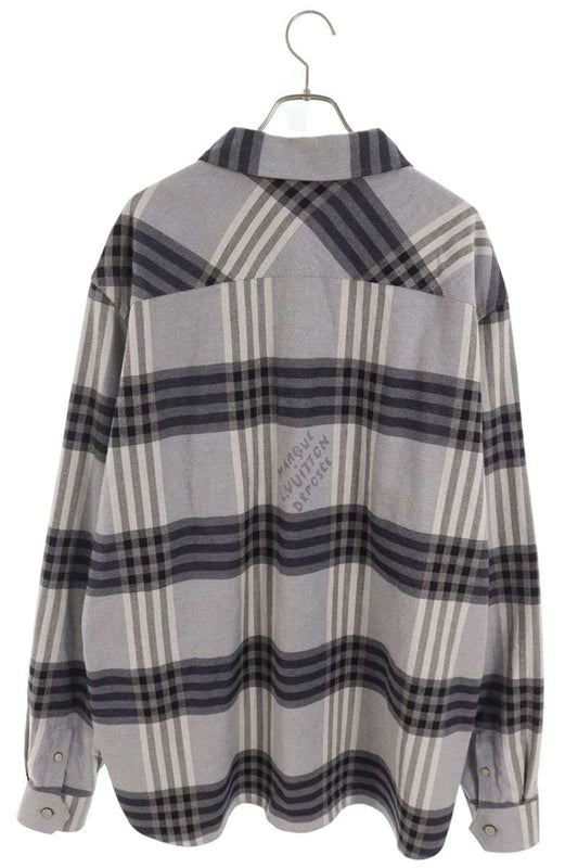 LOUISVUITTON AW24 Damier Flannel Long Shirt Gray Size 6L