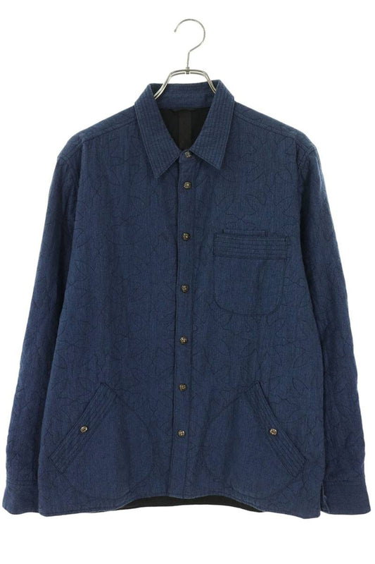 Chrome Hearts CH Plus Crossball Button Long Sleeve Shirt Navy Size L