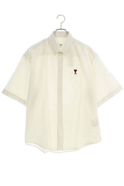 AMI 24SS Embroidered Short Sleeve Shirt White x Red Size S