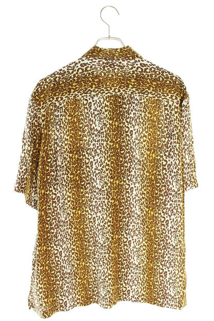 CELINE Leopard Print Rayon Short Sleeve Shirt Brown Size XXL
