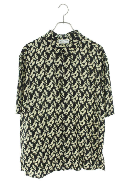 Saint Laurent Paris All-Over Print Rayon Silk Short Sleeve Shirt Size XS
