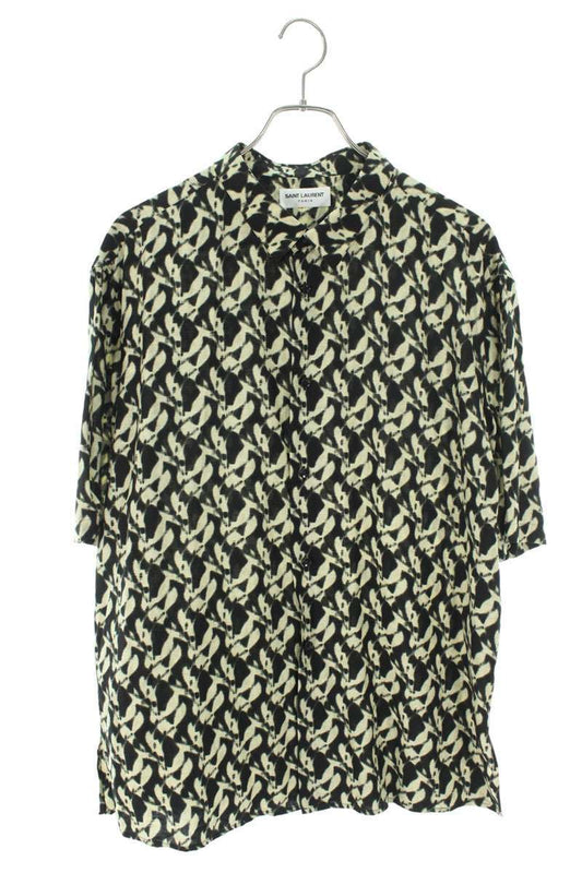 Saint Laurent Paris All-Over Print Rayon Silk Short Sleeve Shirt Size XS
