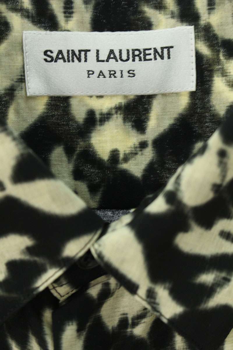 Saint Laurent Paris All-Over Print Rayon Silk Short Sleeve Shirt Size XS