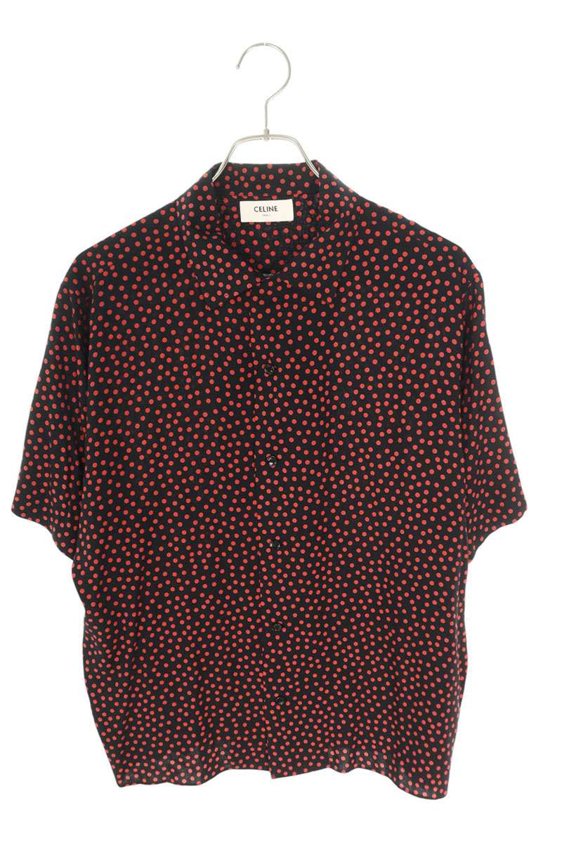 CELINE Dot Print Hawaiian SS Shirt Black/Red Size S
