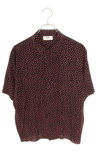 CELINE Dot Print Hawaiian SS Shirt Black/Red Size S