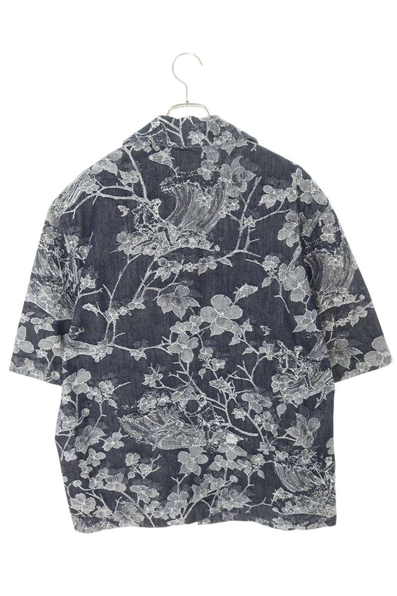 LOUISVUITTON Logo Floral Denim SS Shirt Blue Size M