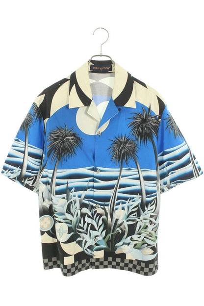 Louis Vuitton 24AW Print Cotton Short Sleeve Shirt Blue Size S