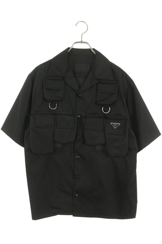 PRADA 24SS RE-NYLON Multi-Pocket SS Shirt Black Size S