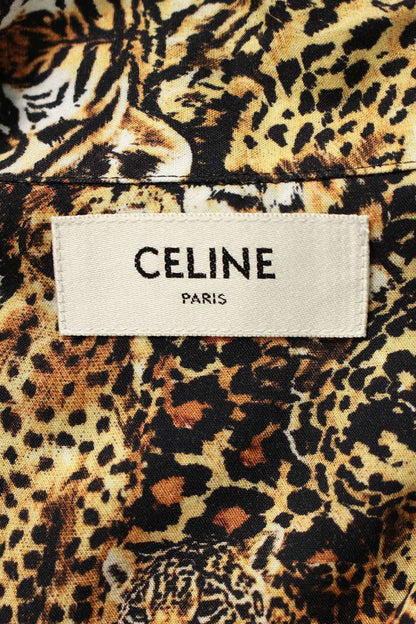 CELINE Leopard Print Rayon Short Sleeve Shirt Size XXL