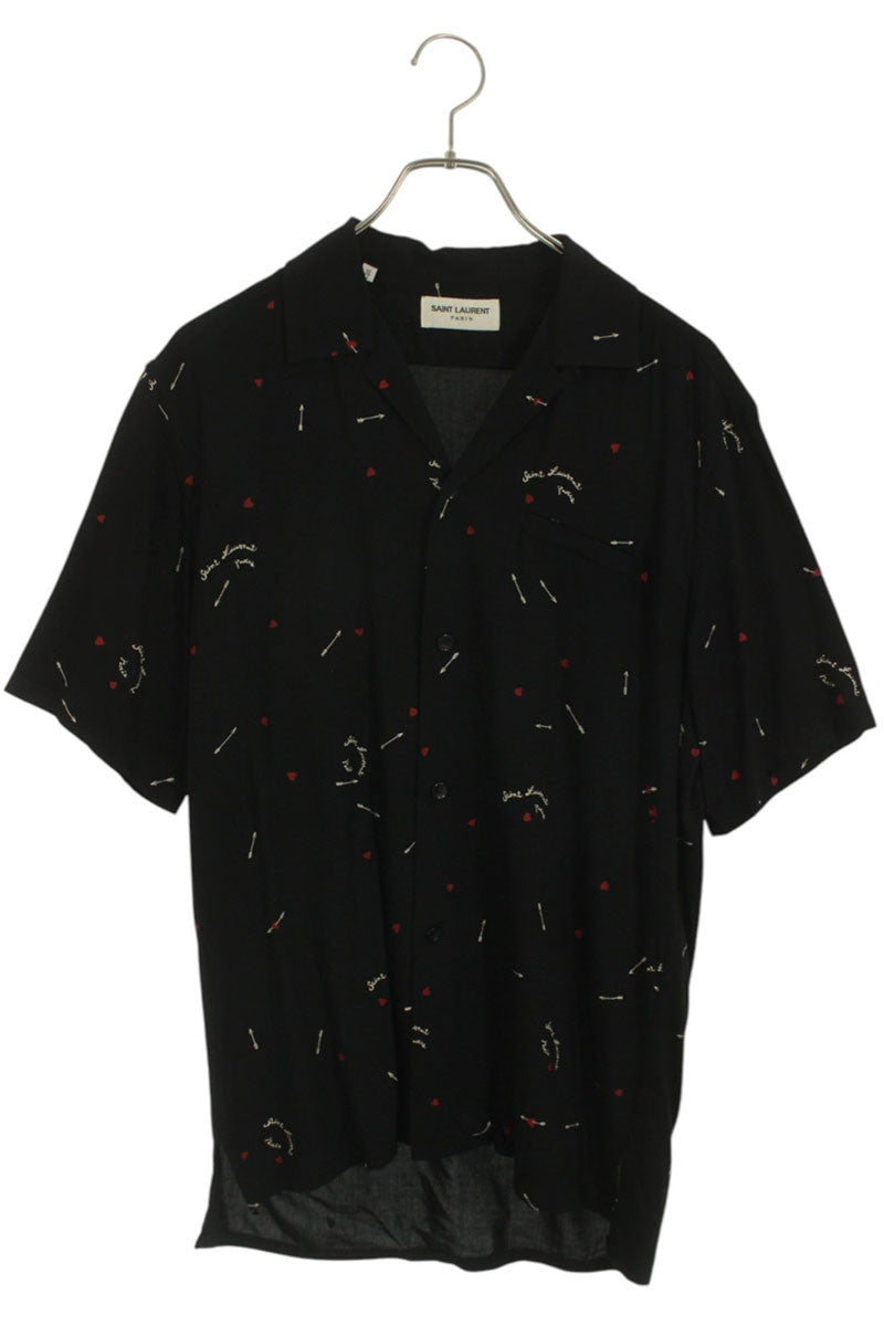 Saint Laurent Paris 21SS Print Short Sleeve Shirt Black Size 36