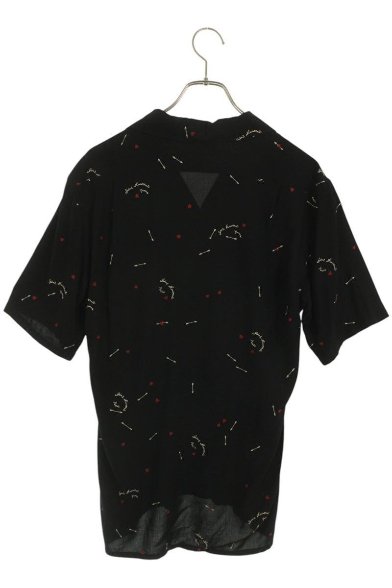 Saint Laurent Paris 21SS Print Short Sleeve Shirt Black Size 36